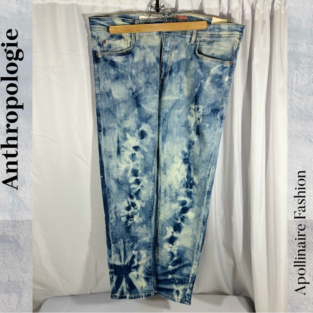 ANTHROPOLOGIE BY PILCRO TIE DYE BLUE JEANS DENIM BOYFRIEND SLIM SIZE 32